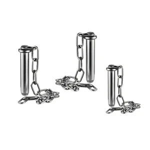 Headed furniture retaining pins with smooth bodies and tether chains