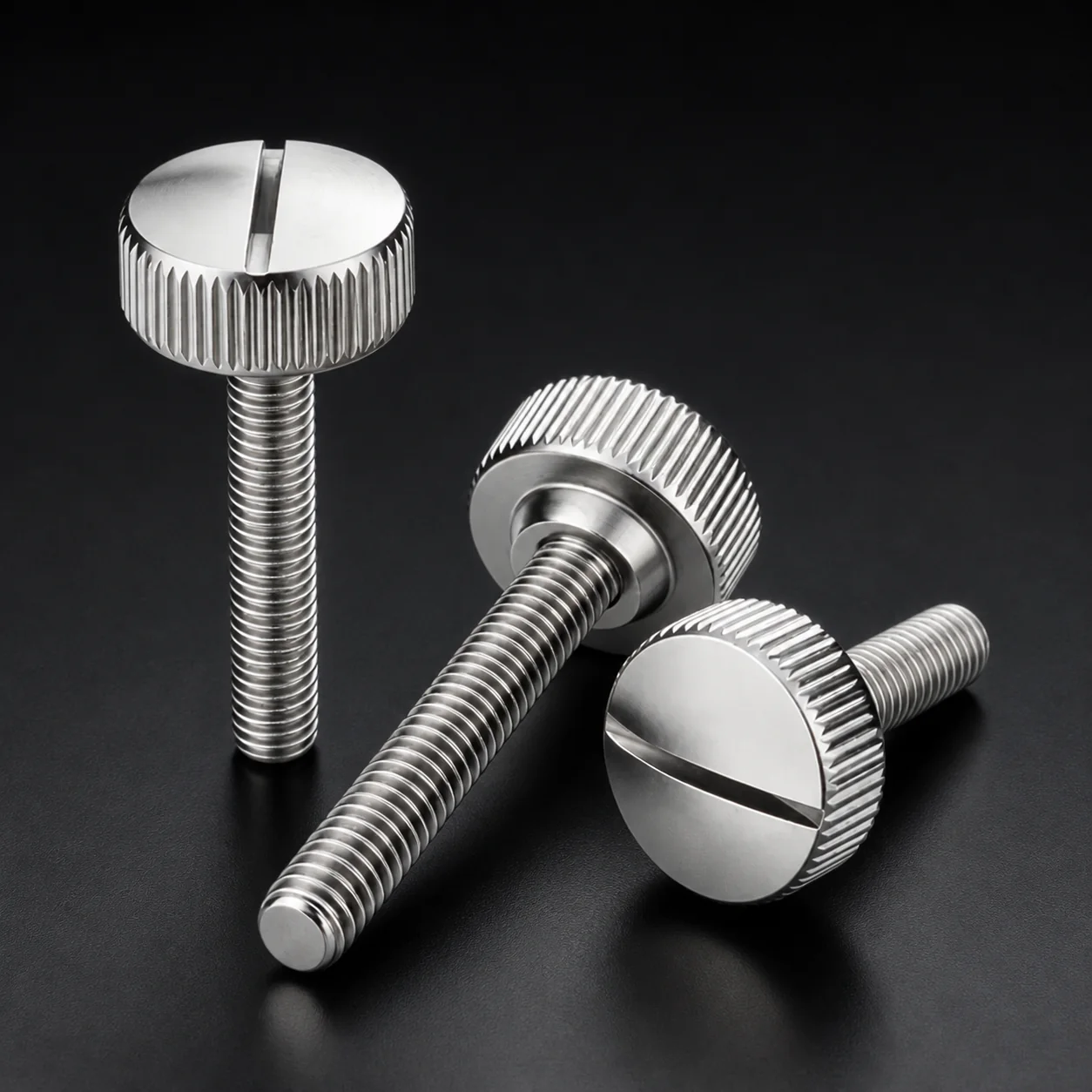 Slotted Stainless Steel Knurled Thumb Screw – product view 1