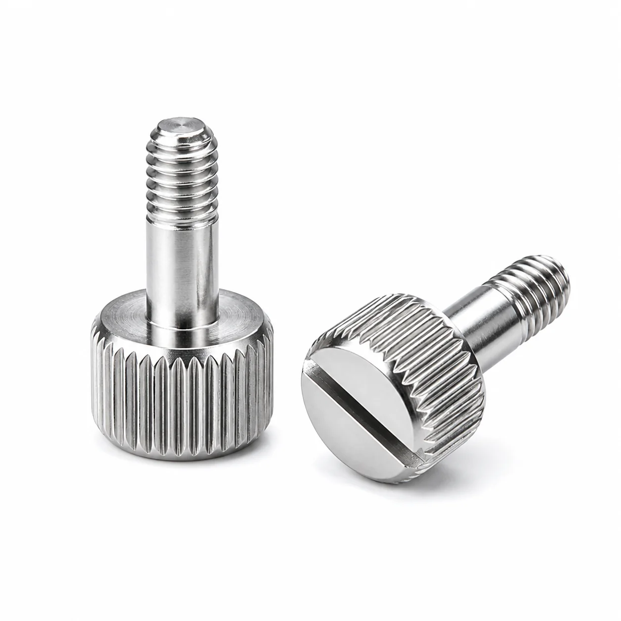 Custom Stainless Steel Slotted Knurled-Head Thumb Screw – product view 1