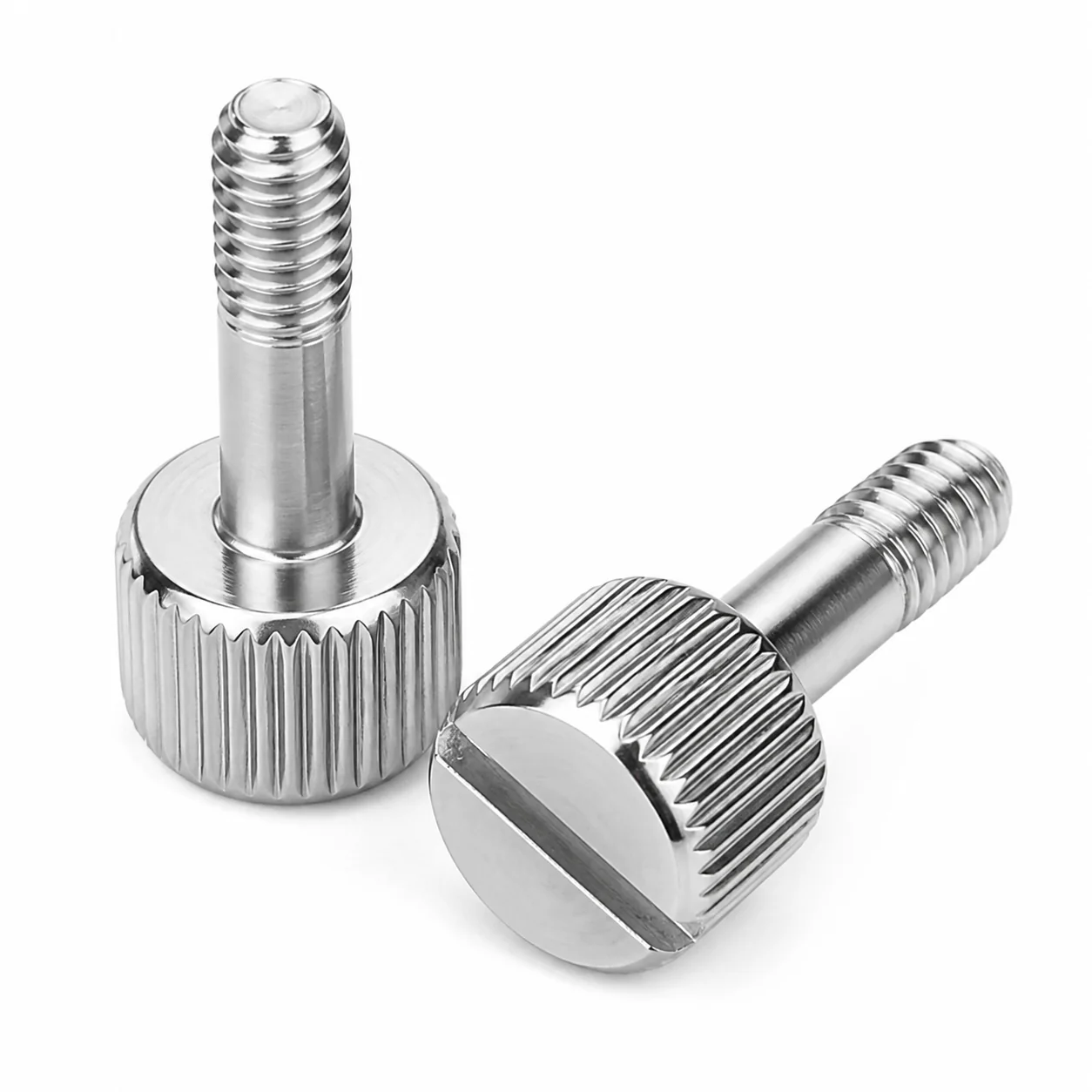 Custom Stainless Steel Slotted Knurled-Head Thumb Screw – product view 2
