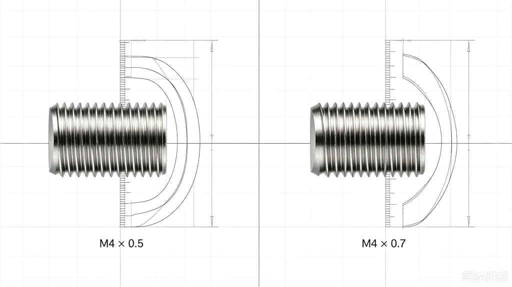 m4 x 0.5 and m4 x 0.7 screw