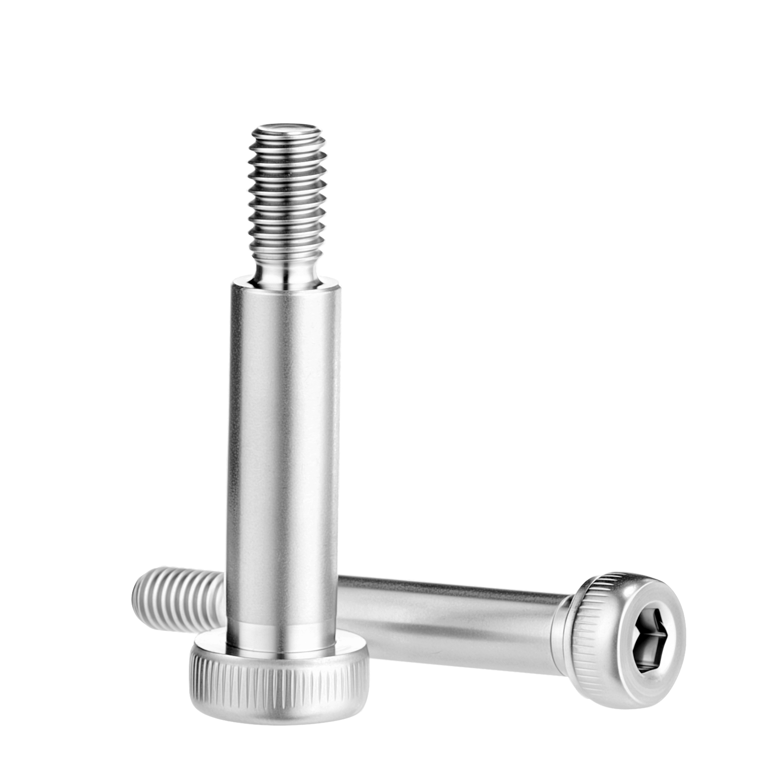 Shoulder screws showing a smooth shoulder and a smaller threaded end